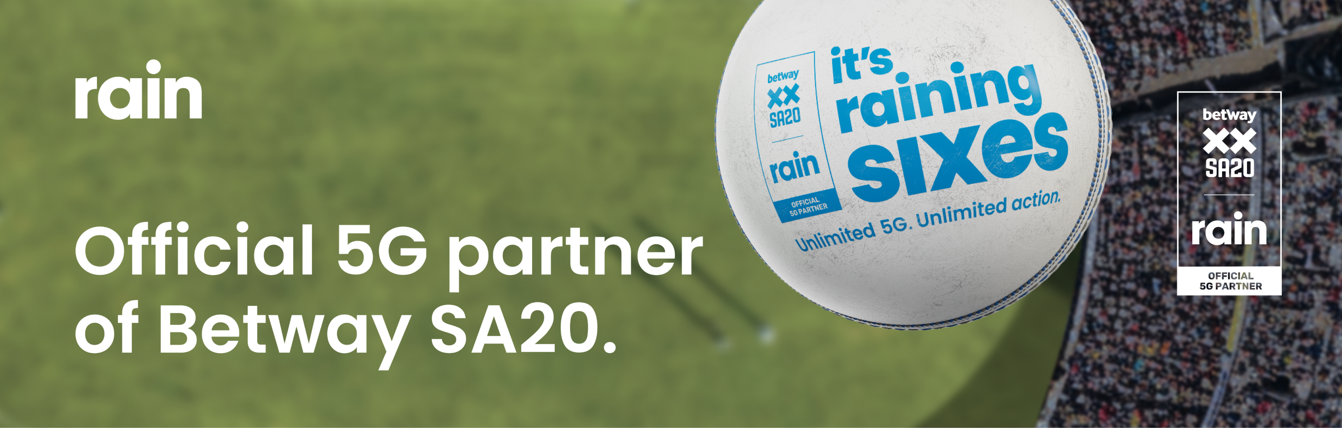 rain is the official 5G partner of Betway SA20