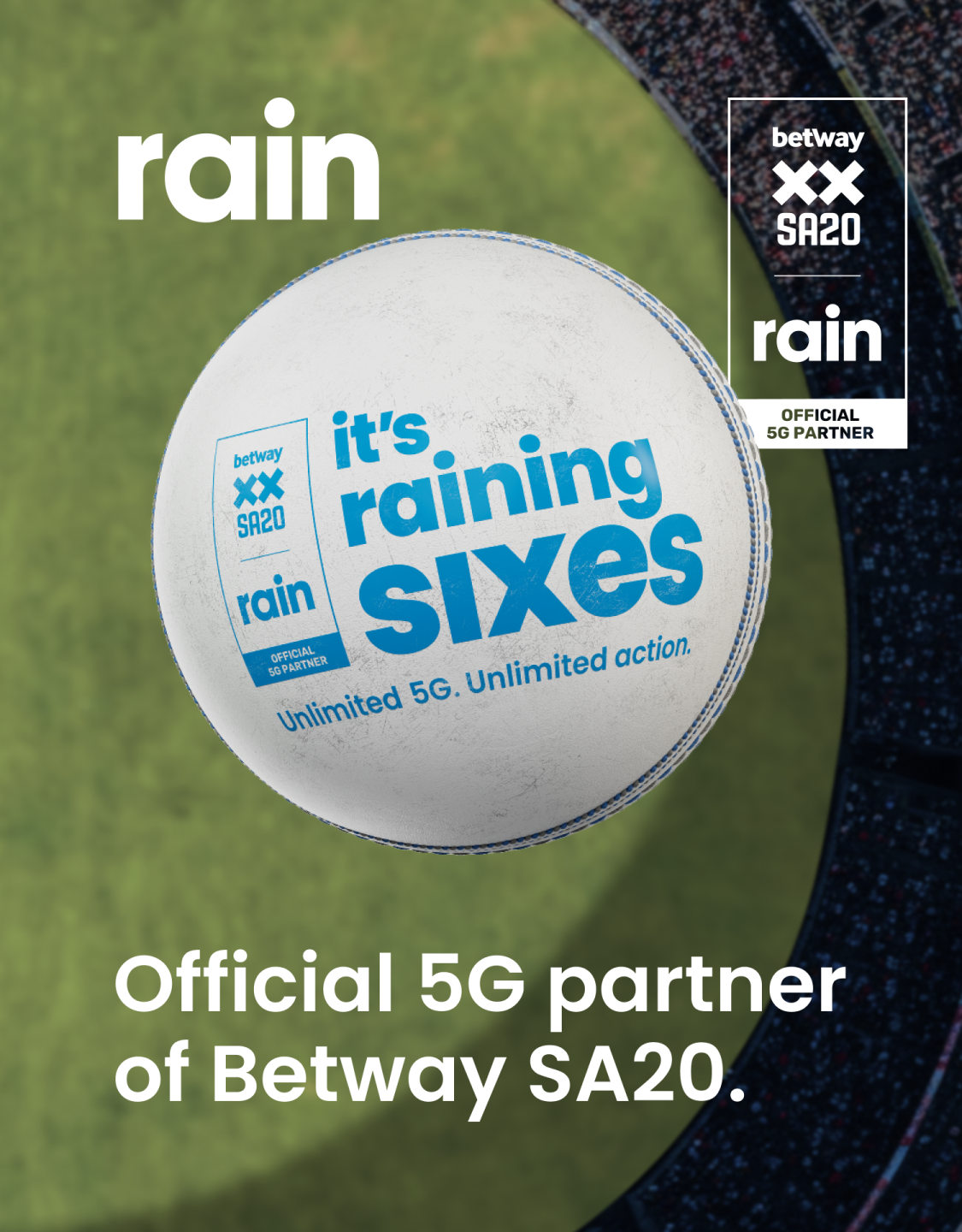 rain is the official 5G partner of Betway SA20