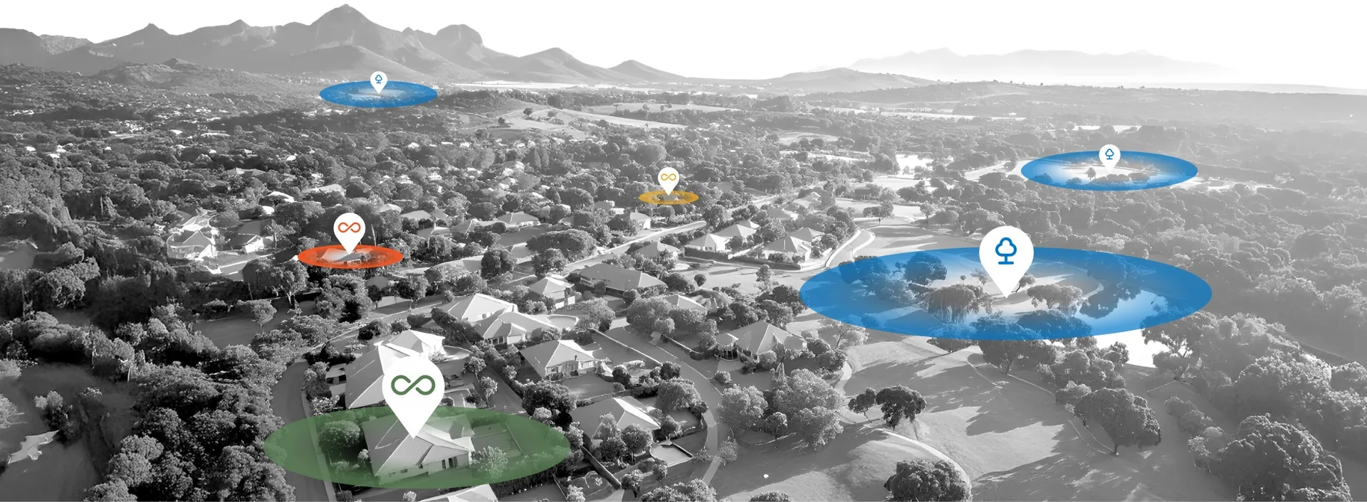 Map showing unlimited loopzones at home and open zones across nearby public spaces